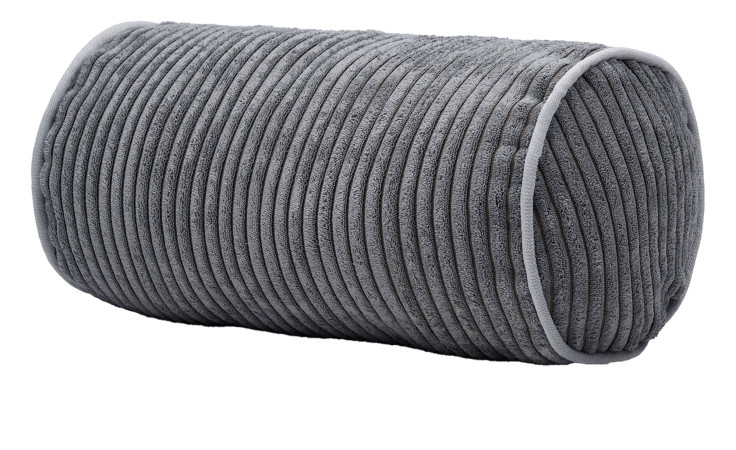 Ambiente Trendlife Kissenrolle Anafi 40 x 20 cm, anthrazit, mit weicher Rippenstruktur und abgerundeten Kanten auf weißem Grund.