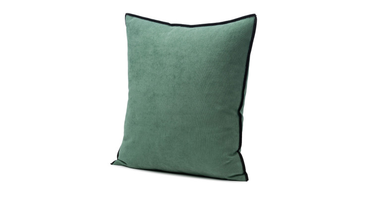 Die Ambiente Trendlife Kissenhülle Dali 40x40 cm in grün mit schwarzer Umrandung, Synthetikfaser, auf weißem Hintergrund.