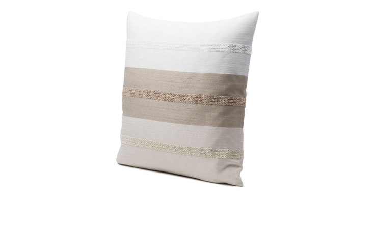 Ambiente Trendlife Kissenhülle Martini 50x50cm in Stein Grau mit beigen, hellbraunen und weißen Streifen auf weißem Grund.