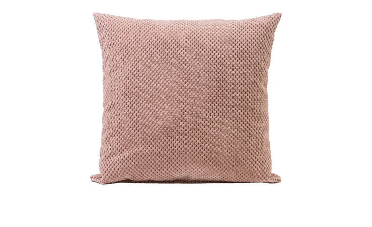 Rechteckige, strukturierte Kissenhülle Sven 50x50 cm von Ambiente Trendlife mit einem Strickmuster auf weißem Grund.