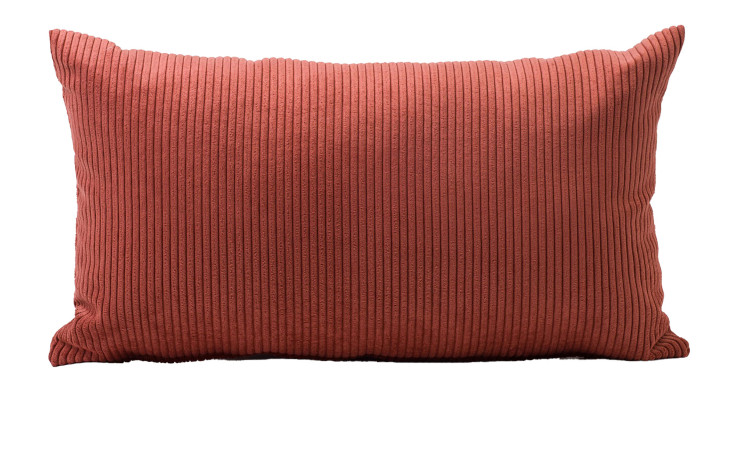 Ein rechteckiges Kissen Capri 30 x 50 cm von Ambiente Trendlife mit vertikaler Rippenstruktur, auf weißem Grund.