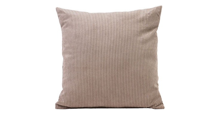 Ambiente Trendlife Kissen Capri 60 x 60 cm in taupefarbenem Cord mit vertikaler Rippenstruktur, auf weißem Untergrund.