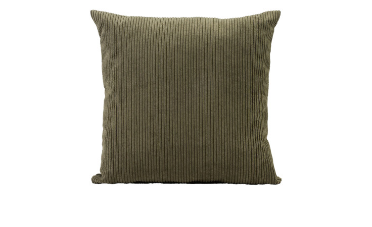 Ambiente Trendlife Kissen Capri 60 x 60 cm in olivgrünem Cord mit sichtbarer vertikaler Rippenstruktur.