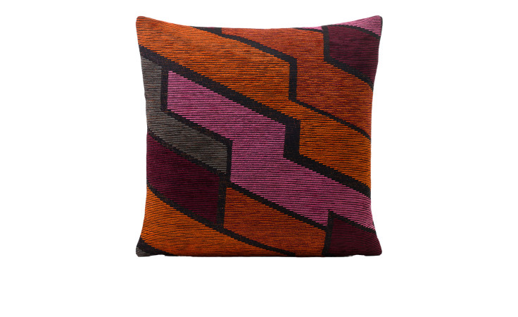 Ambiente Trendlife Kissenhülle Chacoon 50x50 cm mit buntem Zickzack-Muster auf weißer Synthetikfaser.