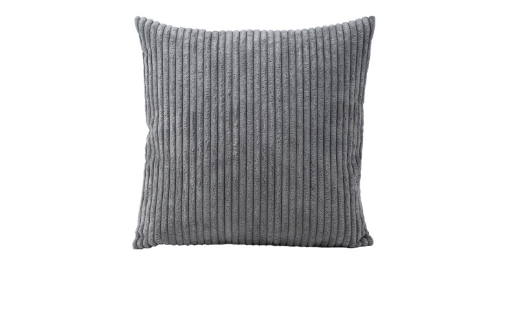 Kissenhülle Anafi 40x40 cm von Ambiente Trendlife, anthrazit mit vertikalen Rippen, Synthetikfaser, auf weißem Grund.