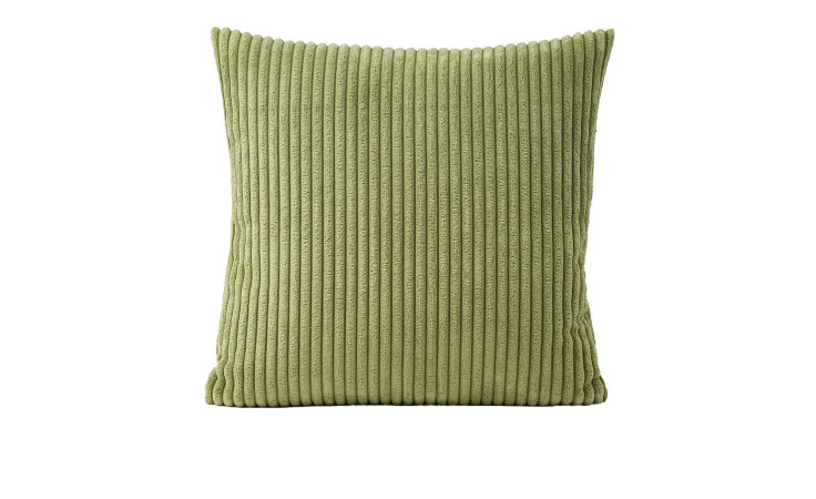 Ambiente Trendlife Kissenhülle Anafi 50x50 cm, grüner Cord mit vertikalen Rippen, abgebildet auf weißem Grund.