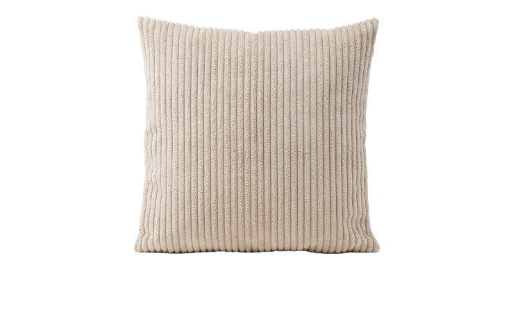 Kissenhülle Anafi 40 x 40 cm von Ambiente Trendlife, cremefarben mit vertikalen Rillen, vor weißem Hintergrund.