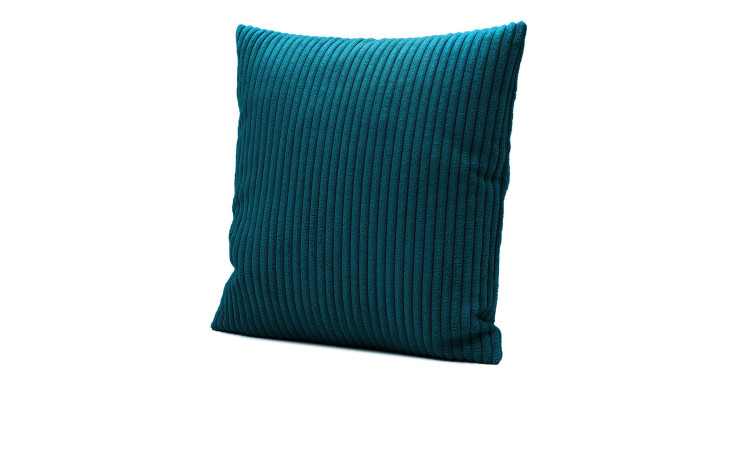 Kissenhülle Anafi 40 x 40 cm von Ambiente Trendlife in teal petrol mit vertikaler Rippenstruktur auf weißem Grund.