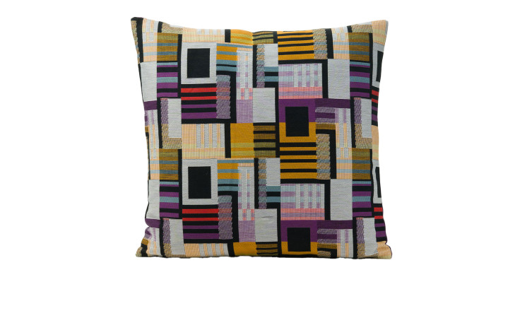 Kissenhülle Zaphira 50x50 cm von Ambiente Trendlife mit geometrischem Muster in kräftigen Farben auf weiß.