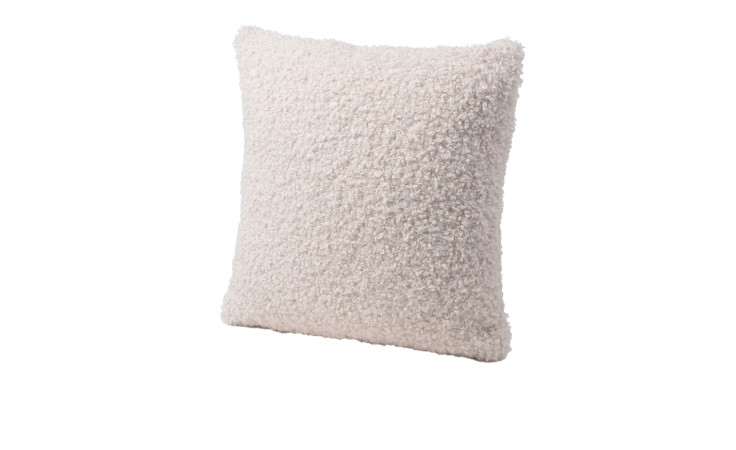 Die Ambiente Trendlife Kissenhülle Rolf 40x40 cm ist eine quadratische, cremefarbene Kunststoffhülle auf weichem, strukturiertem weißen Untergrund.