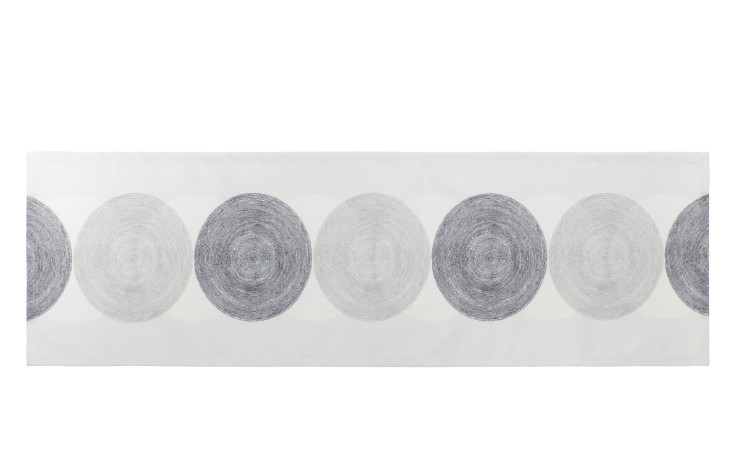 Tischläufer Sorento 40x140 cm von Ambiente Trendlife, weiß mit anthrazitfarbenem Wirbel, Synthetikfaser, gebrauchsfertig.