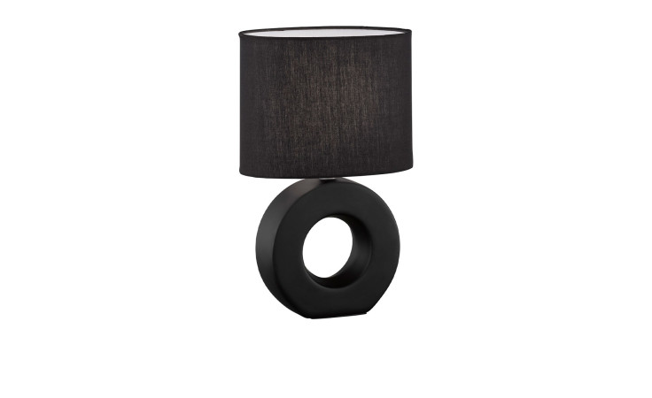 Tischleuchte Ponti 31 cm in schwarz mit dunklem Lampenschirm.