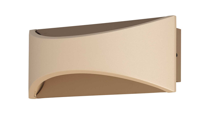 Fischer-Honsel LED-Wandleuchte Rio 22,5 cm in Sand Greige, Metall, gebogenes Design; Leuchtmittel inklusive.