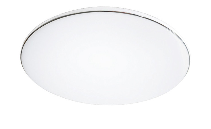 LED-Deckenleuchte Aldo von Fischer-Honsel: rund, weiß, glatte Kunststoff-Oberfläche, dünne silberne Randeinfassung.