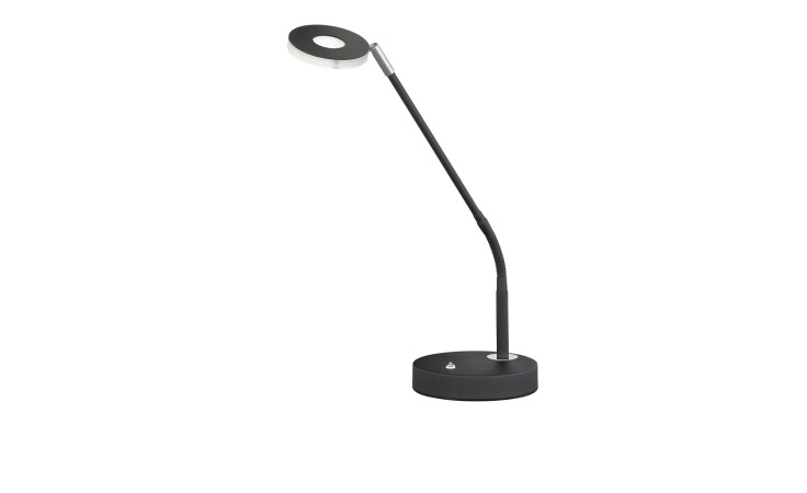 Fischer-Honsel Tischleuchte Dent: mattschwarze Tischleuchte mit rundem Sockel, verstellbarem Arm und inklusive Glühbirne.