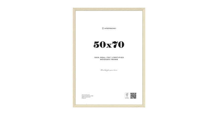 Holzrahmen Toronto 50x70 cm: heller Holzrahmen mit weißer Einlage und FSC-Zertifizierung.