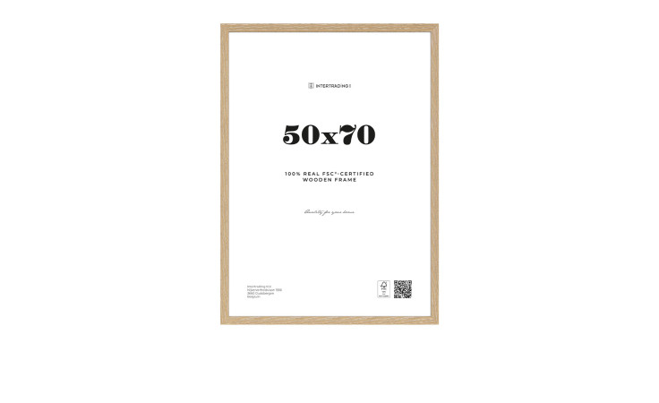 Holzrahmen Toronto 50x70 cm: Holzrahmen mit Glasfront, weißer Einsatz, FSC-zertifiziertes Material.