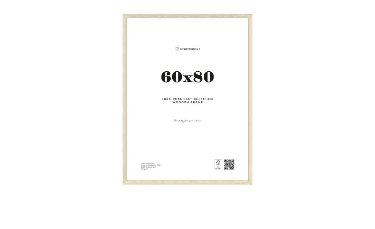 Holzrahmen Toronto 60x80 cm: helles Holz, Glasfront, 100% FSC-zertifizierter Echtholzrahmen.