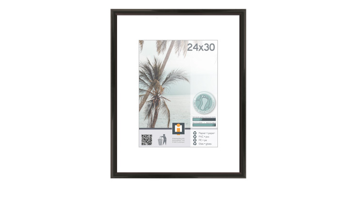 Intertrading Kunststoffrahmen Kyoto 24x30 cm, schwarzer Rahmen mit innenliegendem Palmenfoto.