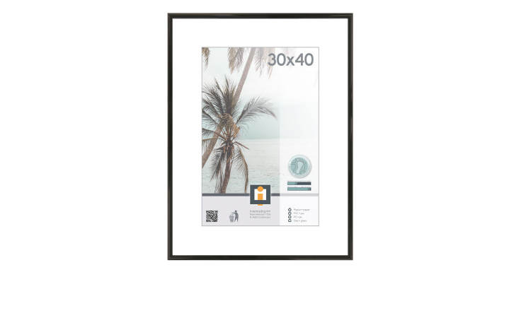 Intertrading Kunststoffrahmen Kyoto 30x40 cm mit Glasfront, Minimalpalme am Meer, inkl. Info-Etiketten.