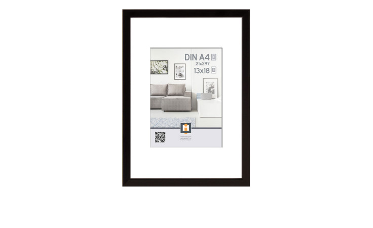 Intertrading Kunststoffrahmen Madrid 21 x 30 cm, schwarz, mit Musterbild grau Sofa und Wandkunst, DIN A4.