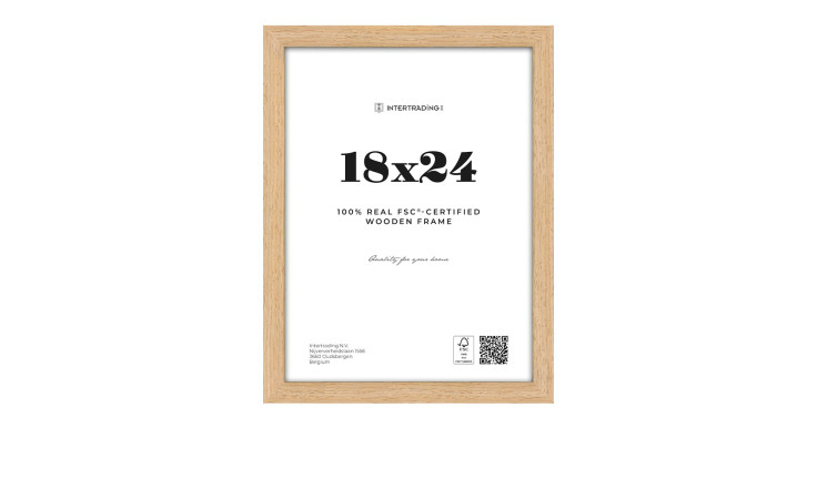 Leichter Holz-Bilderrahmen Quebec 18x24 cm mit Glas, weißem Einsatz für Größe und FSC-zertifiziert.