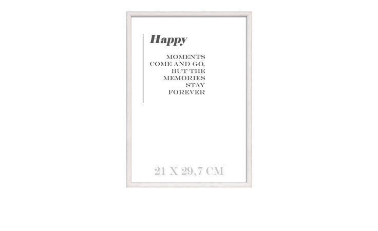 Der Holz-Bilderrahmen Happy 21 x 30 cm zeigt einen Spruch, der daran erinnert, dass Erinnerungen bleiben, auch wenn Momente verblassen.