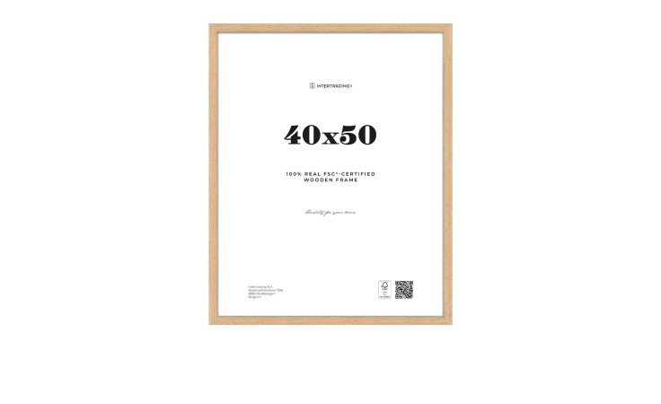 Holz-Bilderrahmen Quebec 40x50 cm, holzfarben, mit weißer Einlage und FSC-zertifiziertem Echtholz-Rahmen.