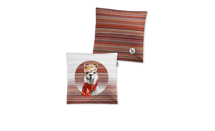 Kissen Soft-Set in der Farbausführung 45 x 45 cm in einer mehrfarbigen Farbausführung mit einem Lama