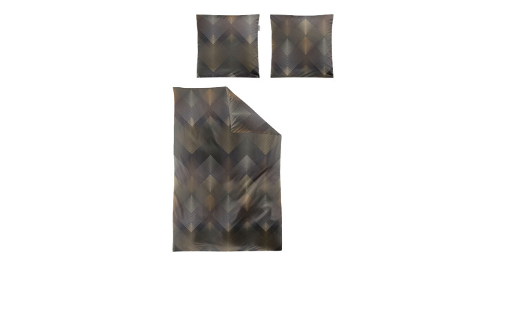 Das Set Mako-Satin Bettwäsche Wave 135 x 200 cm ist mit einem geometrischen Rautenmuster versehen und enthält zwei Kissenbezüge.