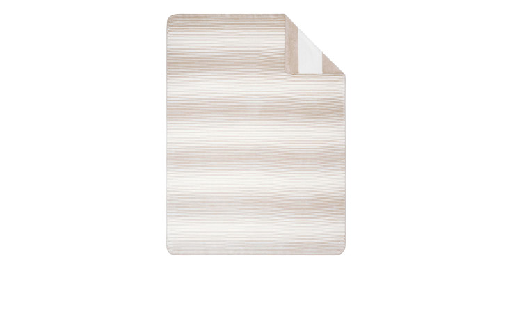 Heimdecke Glasgow, beige-weiß gestreift, 150 x 200 cm, mit gefalteter Ecke, abgebildet auf weißem Hintergrund.