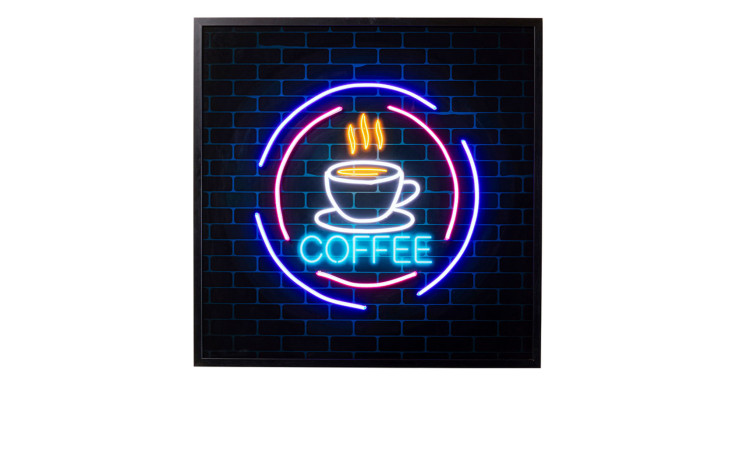 Glasbild  Coffee LED  Mehrfarbig