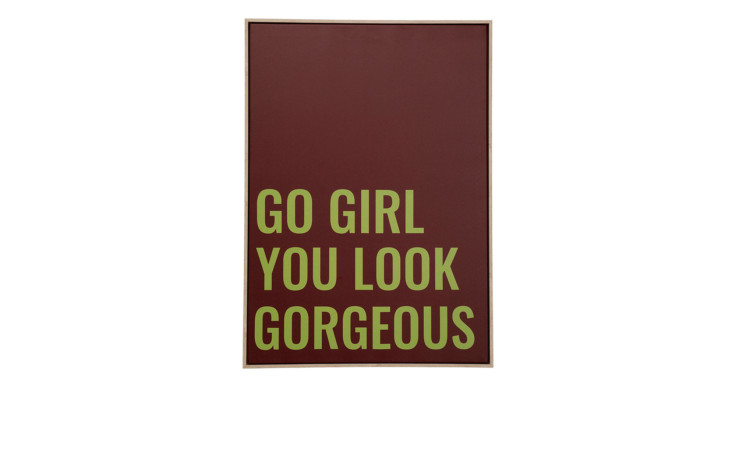 Gerahmtes Bild Go Girl 50 x 70 cm in einem rot-braunen Unterton mit einer grünen Schrift