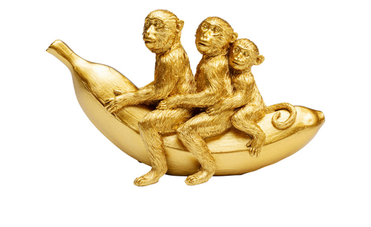 Deko-Affen 12 cm hoch in Goldfarben