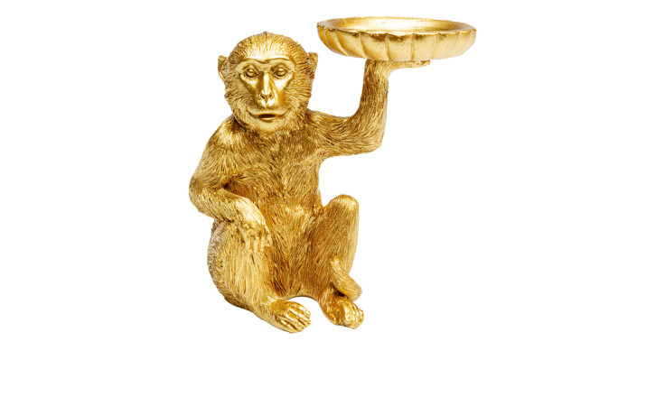 Deko-Affe Monkey Tealight 11 cm in goldfarbig
