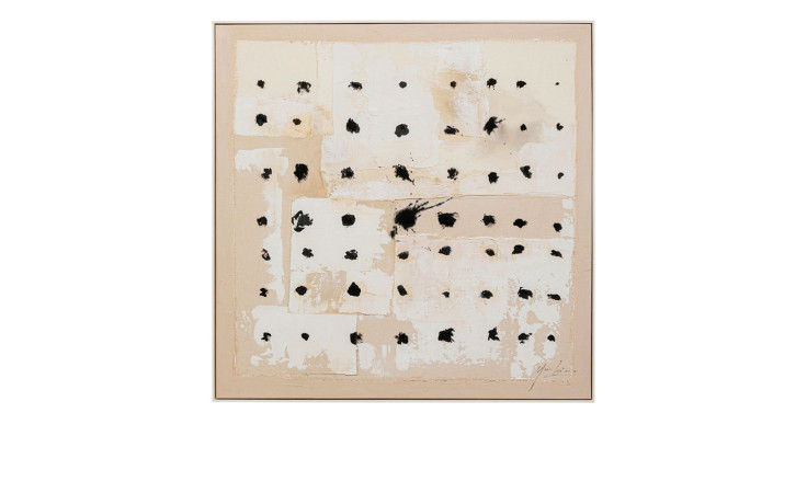 Gerahmtes Bild Creatvie Dots 122,6 x 122,6 cm in beige