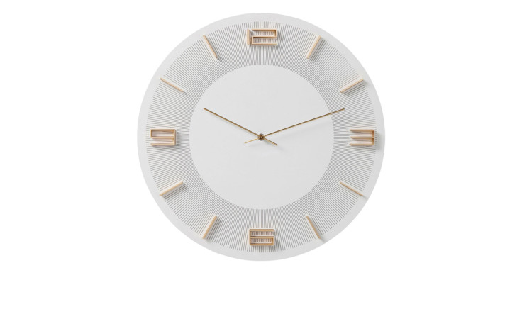 Wanduhr Leonardo 48,5 cm in weiß mit goldenen Ziffern