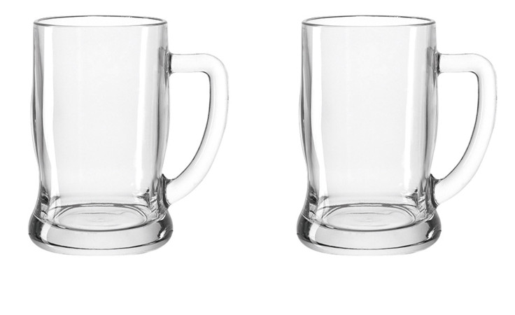 Leonardo Bierseidel-Set 2-tlg. Taverna 500ml: Zwei klare Bierkrüge mit Henkel auf weißem Hintergrund.