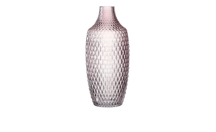 Die Leonardo Vase Poesia 30 cm hat eine klare Rautenstruktur, eine hohe Form und eignet sich perfekt für elegante Glasdekorationen.