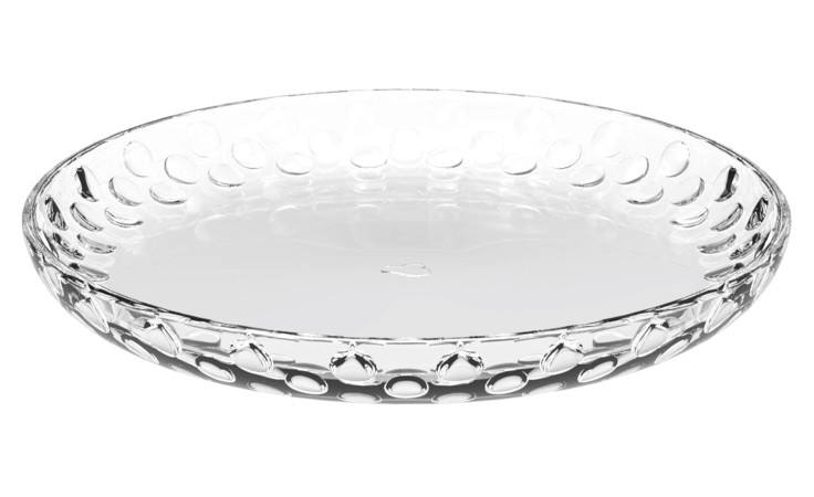 Leonardo Teller Cucina Optic 18 cm: Transparente Glasplatte mit strukturiertem Punktmuster am äußeren Rand.