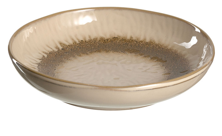 Der Leonardo Teller Matera 20,7 cm ist ein glänzender, beiger Keramikteller mit einer strukturierten Oberfläche - ideal für Dekorationen.