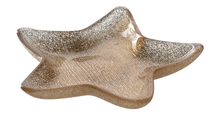 Sternschale Autentico 15 cm aus goldenem Kalk-Soda-Glas in einer Sternform.