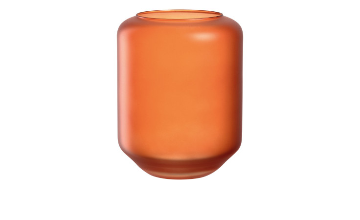 Windlicht Autentico 22 cm aus rot / orangenem Kalk-Soda-Glas in einer runden Form.