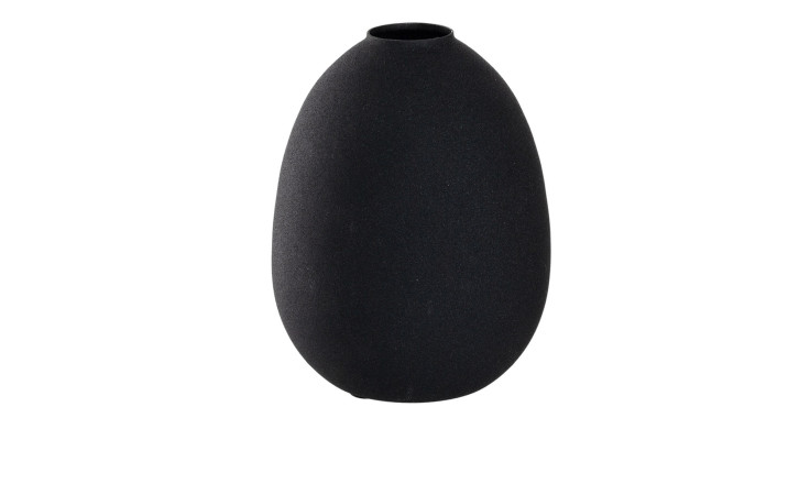 Die Leonardo Vase Casolare, 16,4 cm hoch, mattschwarz und eiförmig, hat eine kleine runde Öffnung.