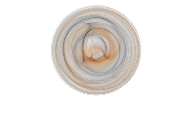 Leonardo Teller Alabastro 28 cm: wirbelndes abstraktes mehrfarbiges Muster auf Glas, marmorartig auf weißem Hintergrund.