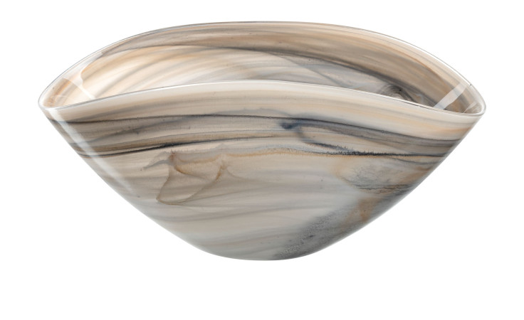Leonardo Schale Alabastro 27x15 cm: ovale Glasschale mit beige, grau & schwarz marmoriert-Mehrfarbig Deko.
