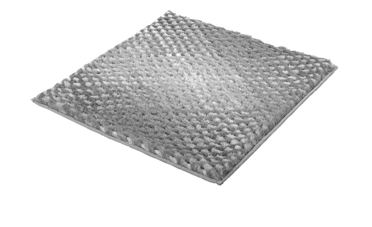 Kleine Wolke Badteppich Cory 60 x 60 cm, quadratisches Grau Synthetikfaser-Muster mit Textur, abgebildet auf weißem Hintergrund.