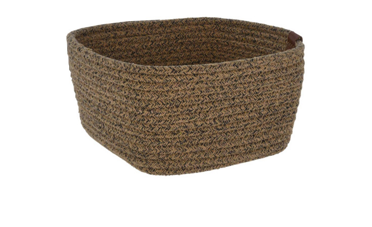 Korb 26 x 15 cm, rechteckig in Braun und Schwarz, ideal zur Dekoration, auf weißem Hintergrund abgebildet.