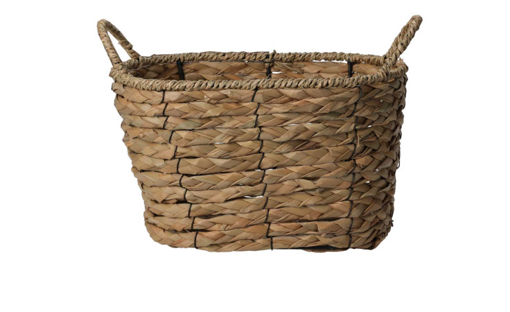 Rechteckiger Korb mit Handgriffen, 20 x 22 x 30 cm, aus natürlichem, leicht braunem Seegras gefertigt.