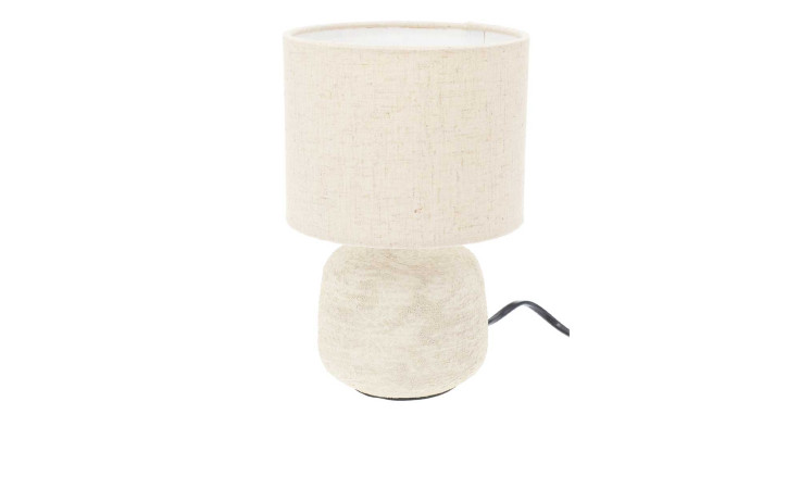 Tischleuchte12,5 cm, beige mit Stoffschirm, ideal für Dekoration oder Ihre Wahl der Glühbirne, auf weißem Hintergrund.